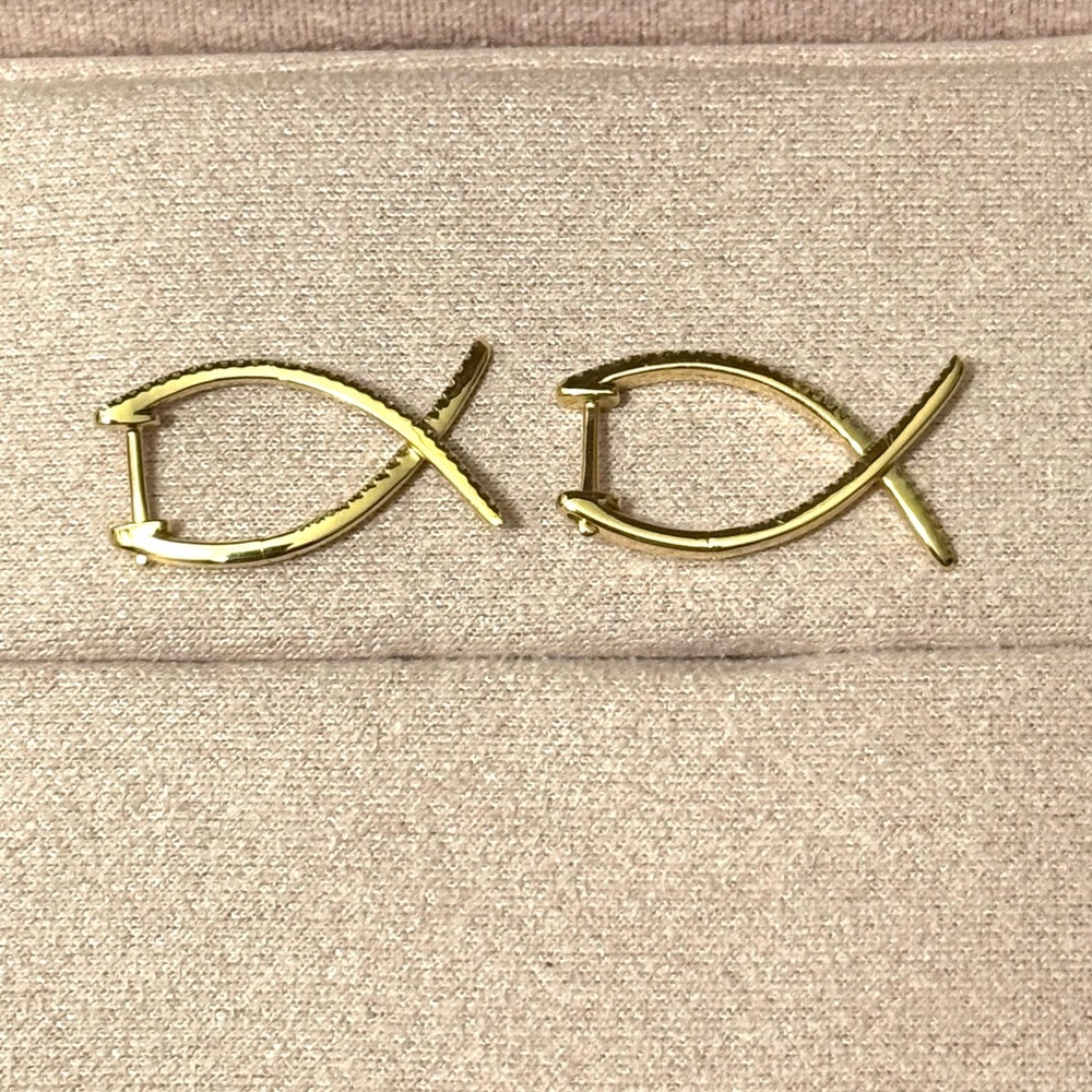 Diamond Loop Hoop Earrings - Picture 6 of 7